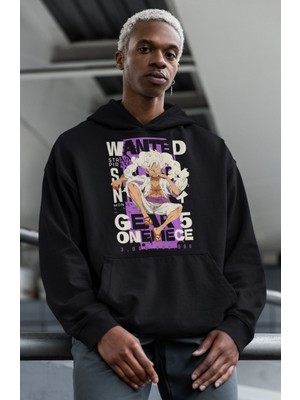 Sevbano Wanted Monkey D. Luffy Gear 5 Baskılı Unisex Oversize One Piece Anime Hoodie