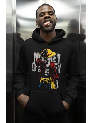 Sevbano Monkey D. Luffy Baskılı Unisex Oversize Anime Karakter Hoodie
