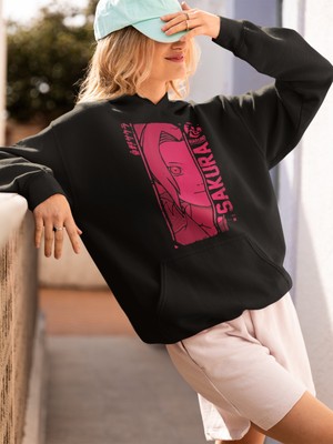 Sevbano Sakura Haruno Baskılı Unisex Oversize Naruto Anime Hoodie