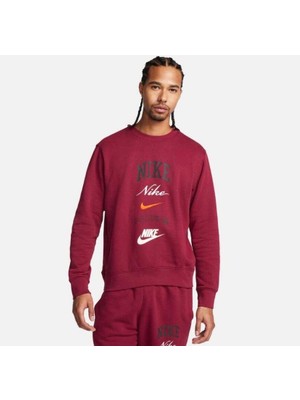 Nike Club Crew Stack Bordo Erkek Sweatshirt FN2610-677