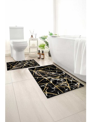 Monnhein 2 Li Banyo Paspası, Yumuşak Banyo Halısı, Kaymaz Tabanlı, Yıkanabilir - 60X100 - 50 X60