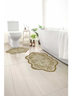 Monnhein 2 Li Banyo Paspası, Yumuşak Banyo Halısı, Kaymaz Tabanlı, Yıkanabilir - 60X100 - 50 X60