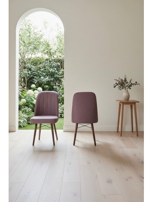 Todek Home Nora 2 Adet Sandalye - Nubuk Kumaşlı Sandalye | Modern Ahşap Ayaklı Yemek & Çalışma Sandalyesi | Minimal Tasarım