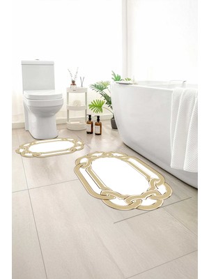 Monnhein 2 Li Banyo Paspası, Yumuşak Banyo Halısı, Kaymaz Tabanlı, Yıkanabilir - 60X100 - 50 X60