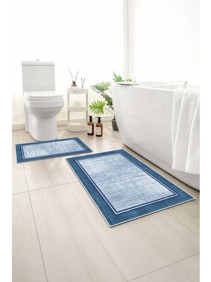 Monnhein 2 Li Banyo Paspası, Yumuşak Banyo Halısı, Kaymaz Tabanlı, Yıkanabilir - 60X100 - 50 X60