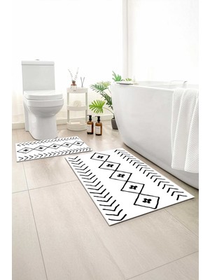 Monnhein 2 Li Banyo Paspası, Yumuşak Banyo Halısı, Kaymaz Tabanlı, Yıkanabilir - 60X100 - 50 X60