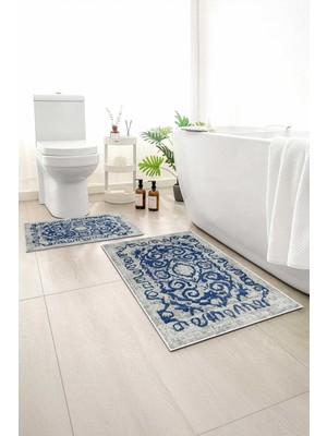 Monnhein 2 Li Banyo Paspası, Yumuşak Banyo Halısı, Kaymaz Tabanlı, Yıkanabilir - 60X100 - 50 X60