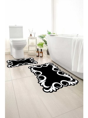 Monnhein 2 Li Banyo Paspası, Yumuşak Banyo Halısı, Kaymaz Tabanlı, Yıkanabilir - 60X100 - 50 X60