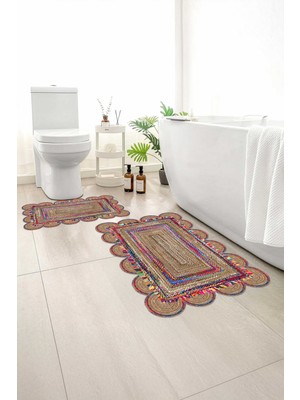 Monnhein 2 Li Banyo Paspası, Yumuşak Banyo Halısı, Kaymaz Tabanlı, Yıkanabilir - 60X100 - 50 X60
