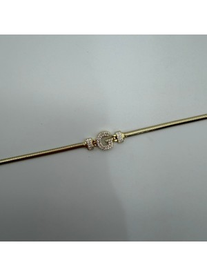 Mare Accessories Gold Taşlı G Harf Detaylı Bileklik