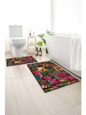 Monnhein 2 Li Banyo Paspası, Yumuşak Banyo Halısı, Kaymaz Tabanlı, Yıkanabilir - 60X100 - 50 X60
