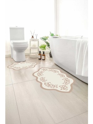 Monnhein 2 Li Banyo Paspası, Yumuşak Banyo Halısı, Kaymaz Tabanlı, Yıkanabilir - 60X100 - 50 X60