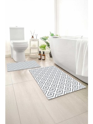 Monnhein 2 Li Banyo Paspası, Yumuşak Banyo Halısı, Kaymaz Tabanlı, Yıkanabilir - 60X100 - 50 X60