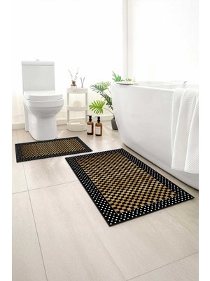 Monnhein 2 Li Banyo Paspası, Yumuşak Banyo Halısı, Kaymaz Tabanlı, Yıkanabilir - 60X100 - 50 X60
