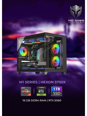 Mod Gaming Vortex Amd Ryzen 7 5700X | RTX5060 | 16GB Ram | 1 Tb SSD 7300/6000 Mb/s Oyuncu Masaüstü Bilgisayar | Steam Cüzdan Bakiyesi Hediyeli
