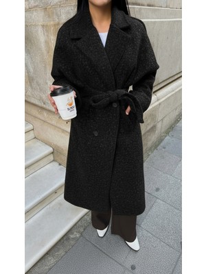 Libreprive Kadın Kuşaklı Uzun Kaban Düğmeli Oversize Kesim Şık Günlük Palto