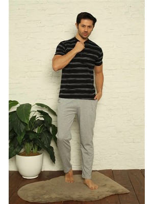 MiraLive Miray- Erkek Siyah 3'lü Pijama Takım