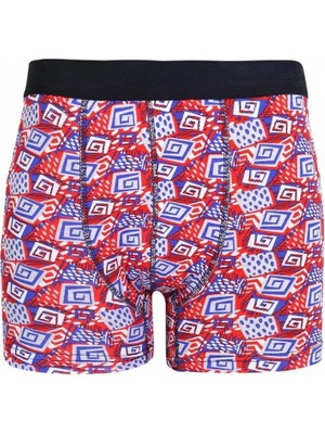 MiraLive Miray- Erkek Penye Likralı Desenli Boxer Kırmızı