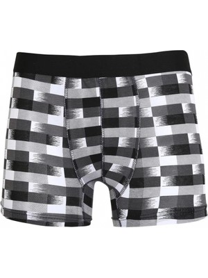 MiraLive Miray- Erkek Penye Likralı Desenli Boxer Füme