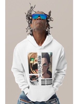 Sevbano Eren Yeager Attack On Titan Baskılı Unisex Oversize Anime Karakter Hoodie