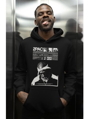 Sevbano 2pac Tasarım Rapper Tupac Baskılı Unisex Oversize Şarkıcı Hoodie