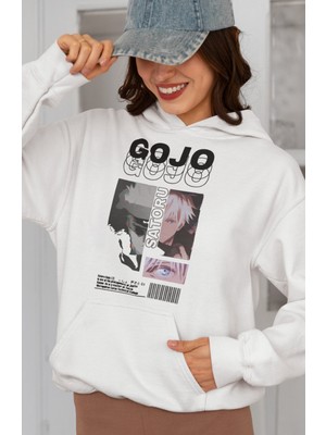 Sevbano Satoru Gojo Jujutsu Kaisen Baskılı Unisex Oversize Anime Karakter Hoodie