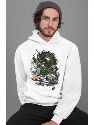 Sevbano Roronoa Zoro Baskılı Unisex Oversize One Piece Anime Hoodie