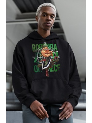 Sevbano Roronoa Zoro Baskılı Unisex Oversize One Piece Anime Hoodie