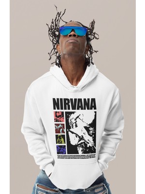 Sevbano Nirvana Rock Metal Müzik Grubu Baskılı Unisex Oversize Hoodie