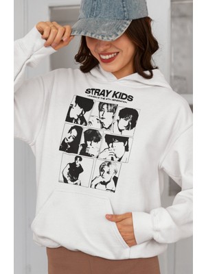 Sevbano Stray Kids Müzik Grubu Baskılı Unisex Oversize Hoodie