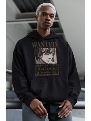 Sevbano Wanted Light Yagami Baskılı Unisex Oversize Anime Hoodie