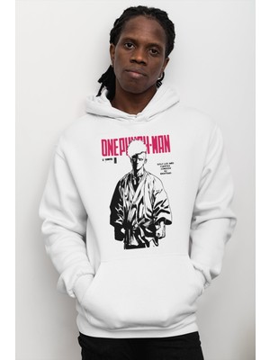 Sevbano Özel Tasarım One Punch Man Baskılı Unisex Oversize Anime Hoodie