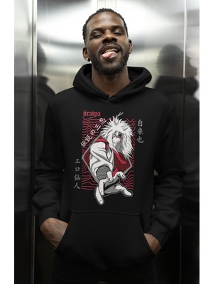 Sevbano Jiraiya Naruto Baskılı Unisex Oversize Anime Dizi Karakter Hoodie