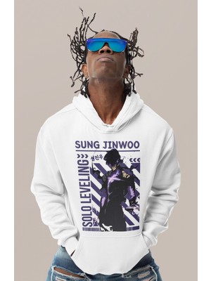 Sevbano Solo Leveling Sung Jin-Woo Baskılı Unisex Oversize Anime Karakter Hoodie
