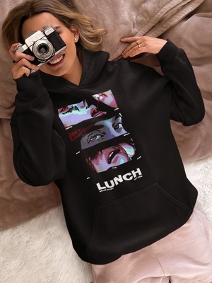 Sevbano Tasarım Billie Eilish Lunch Baskılı Unisex Oversize Şarkıcı Hoodie