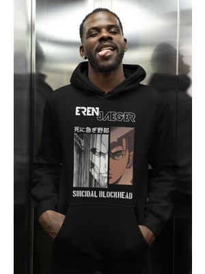 Sevbano Eren Yeager Attack On Titan Baskılı Unisex Oversize Anime Karakter Hoodie