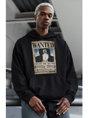 Sevbano Wanted Uchiha Itachi Baskılı Unisex Oversize Naruto Anime Hoodie