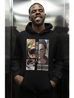 Sevbano Eren Yeager Attack On Titan Baskılı Unisex Oversize Anime Karakter Hoodie