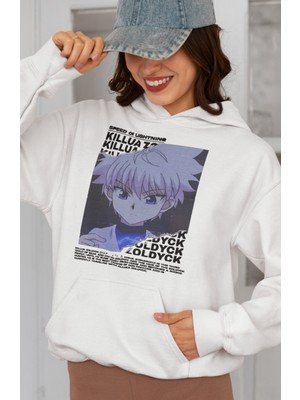 Sevbano Killua Zoldyck Hunter x Hunter Baskılı Unisex Oversize Anime Karakter Hoodie
