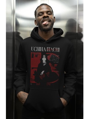 Sevbano Tasarım Uchiha Itachi Naruto Baskılı Unisex Oversize Anime Karakter Hoodie