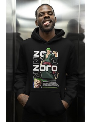 Sevbano Roronoa Zoro Baskılı Unisex Oversize One Piece Anime Karakter Hoodie