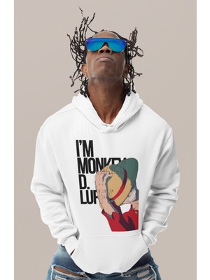 Sevbano I'm Monkey D. Luffy Baskılı Unisex Oversize One Piece Anime Karakter Hoodie