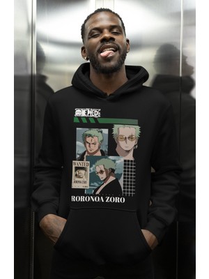 Sevbano Roronoa Zoro One Piece Baskılı Unisex Oversize Anime Karakter Hoodie