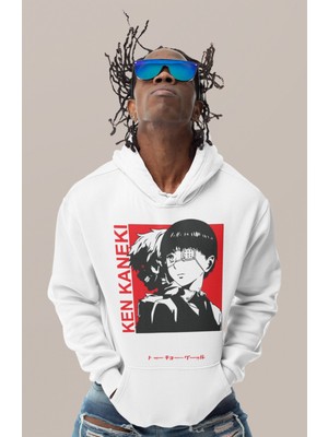 Sevbano Ken Kaneki Tokyo Ghoul Baskılı Unisex Oversize Anime Karakter Hoodie