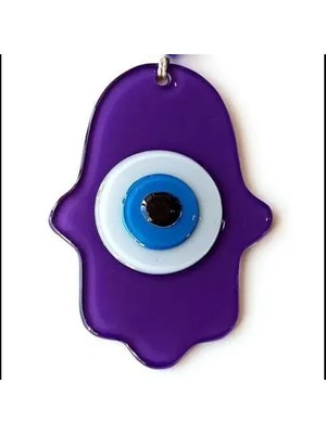 MiraLive Nazar Boncuklu Şeffaf Mor Fatma Ana Bereket Eli Cam Duvar Süsü