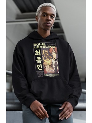 Sevbano Solo Leveling Choi Jong-In Baskılı Unisex Oversize Anime Hoodie