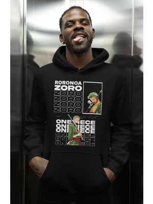 Sevbano Roronoa Zoro One Piece Baskılı Unisex Oversize Anime Karakter Hoodie