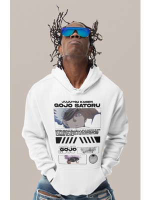 Sevbano Jujutsu Kaisen Gojo Satoru Baskılı Unisex Oversize Anime Karakter Hoodie