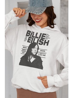 Sevbano Tasarım Billie Eilish Baskılı Unisex Oversize Şarkıcı Hoodie