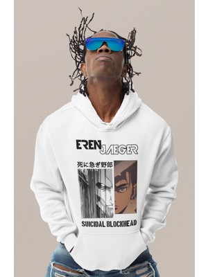 Sevbano Eren Yeager Attack On Titan Baskılı Unisex Oversize Anime Karakter Hoodie